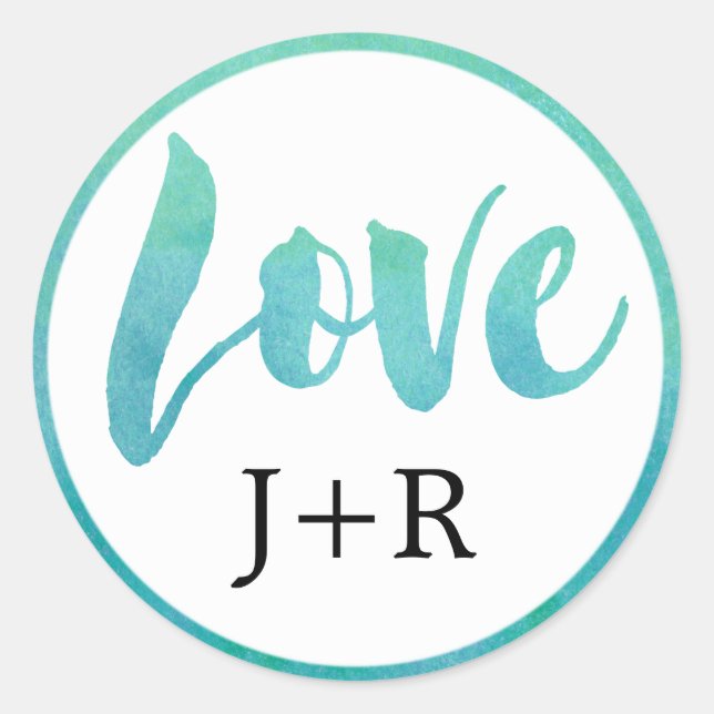 Watercolor Calligraphy Love Wedding Envelope Seals (Front)