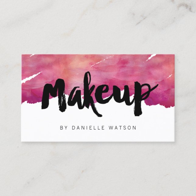 Watercolor Calligraphy Makeup Artist Business Card (Front)