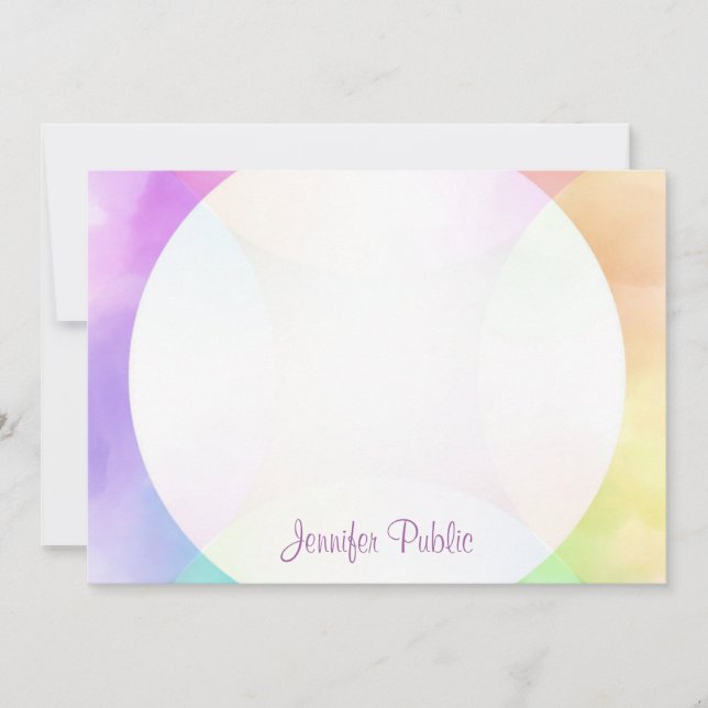 Watercolor Calligraphy Monogram Personalized Note Card (Front)