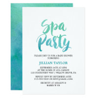 Watercolor Calligraphy Spa Party Invitation