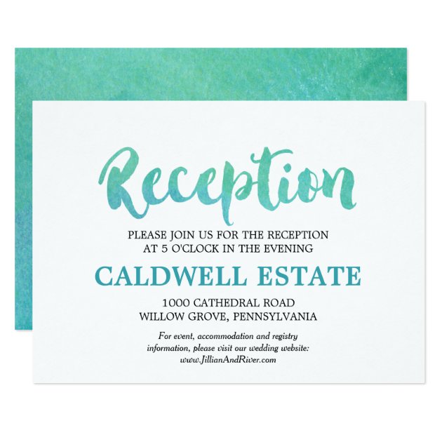 Watercolor Calligraphy Wedding Reception Insert Card