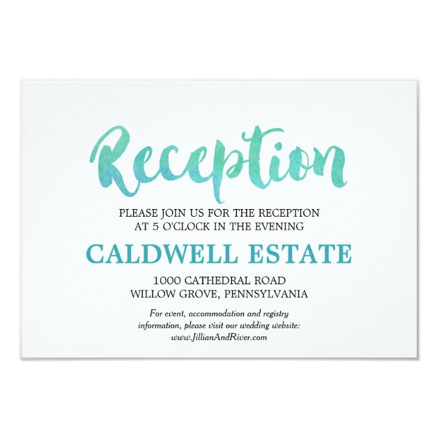 Watercolor Calligraphy Wedding Reception Insert Card
