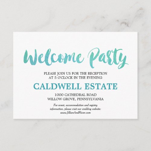 Watercolor Calligraphy Welcome Party Insert