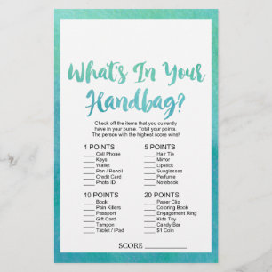 Watercolor Calligraphy What's In Your Handbag Game Flyer