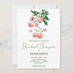 Watercolor Camellia Flower Bridal Shower Invitation