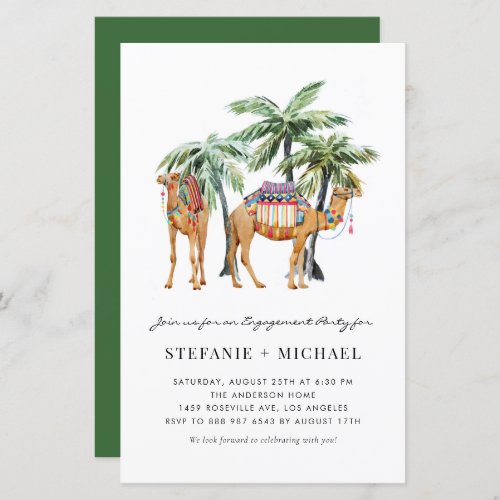 Watercolor Camels and Palm Trees Engagement Party