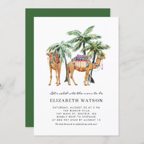 Watercolor Camels & Palm Trees Desert Baby Shower Invitation