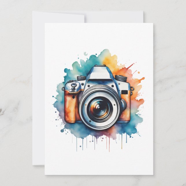watercolor camera art  holiday card (Front)