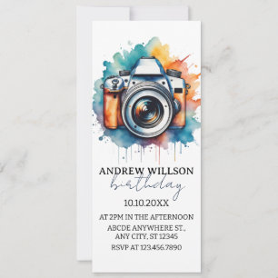 watercolor camera photographer BIRTHDAY Invitation