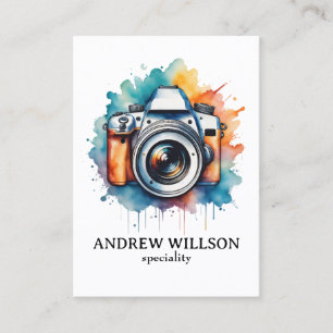 watercolor camera photographer business card