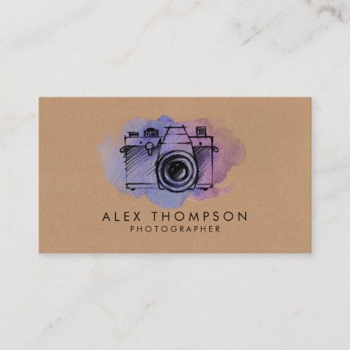 Watercolor Camera Photographer Business Cards