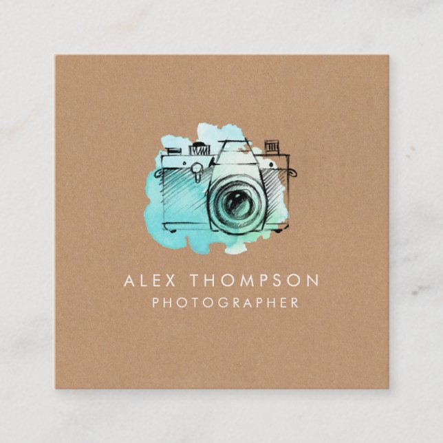 Watercolor Camera Photographer Business Cards (Front)
