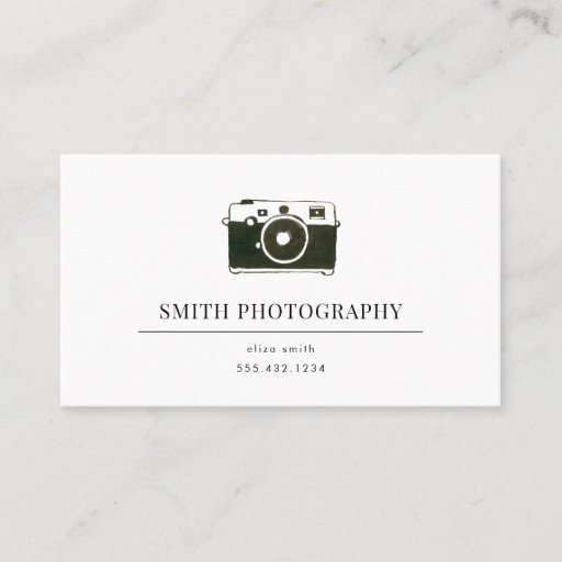 Customizable Watercolor Camera Photography Business Card