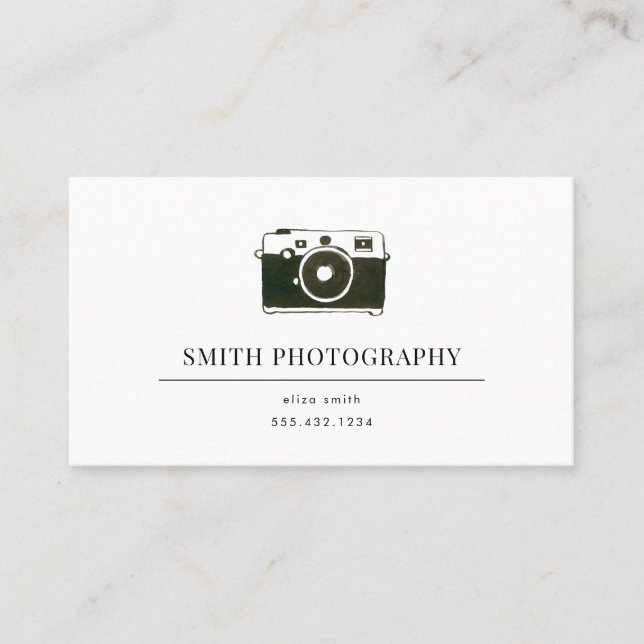 Watercolor Camera Photography Business Card (Front)