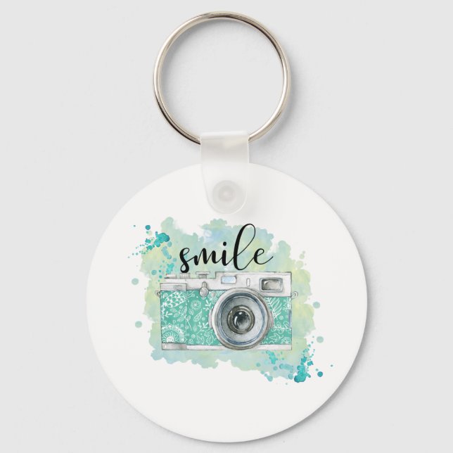 Watercolor Camera Photography Keychain (Front)