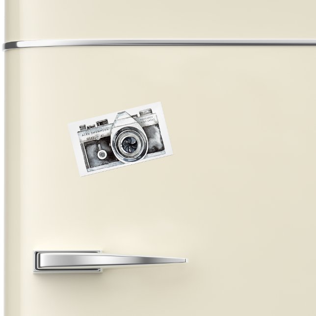 Watercolor Camera Professional Photographer Business Card Magnet (Fridge Magnet business/profile/contact cards for photographers)