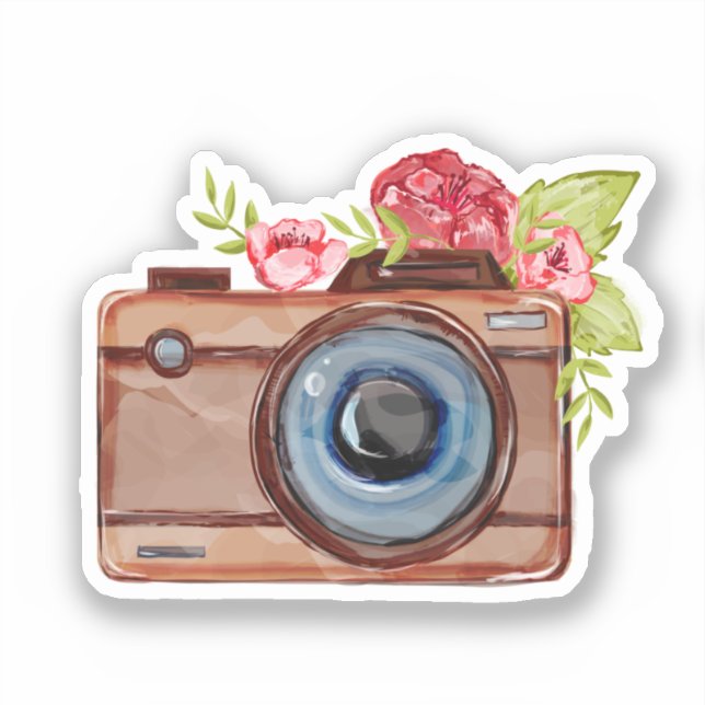 watercolor camera sticker (Front)