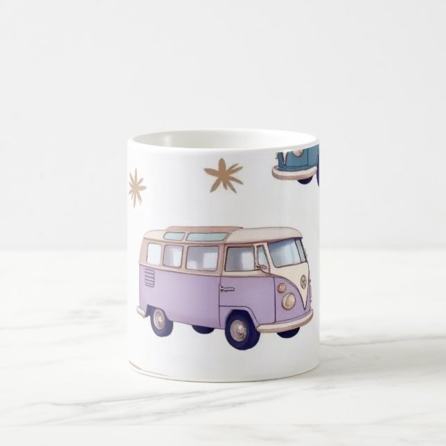 Watercolor camper van design coffee mug (Center)