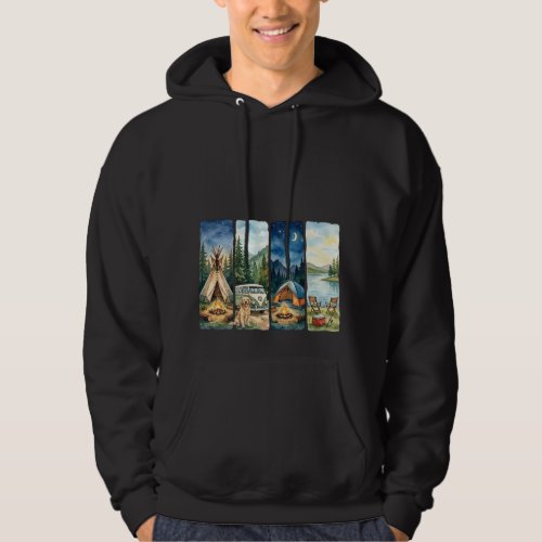 Watercolor Camping Adventure Teepee VW Van Hoodie