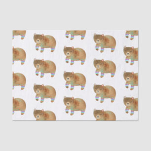 Watercolor Camping Bear Birthday Party Tissue Paper