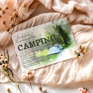 Watercolor Camping Birthday Invitation