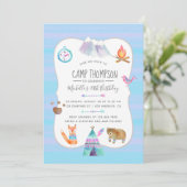 Watercolor Camping Birthday Party Invitation (Standing Front)