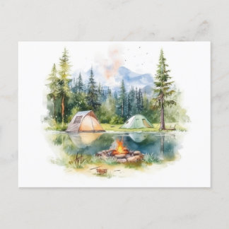 Watercolor Camping Post card