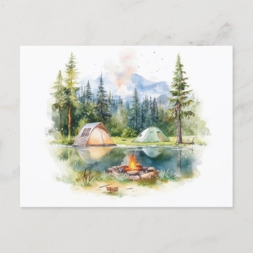 Watercolor Camping Post card