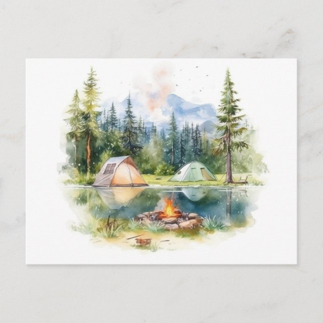 Watercolor Camping Post card (Front)