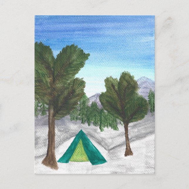 Watercolor Camping Post Card | Nature | Tent  (Front)