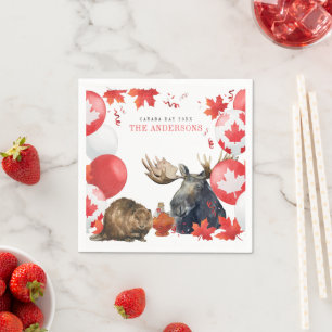 Watercolor Canada Day BBQ Summer Party Napkins