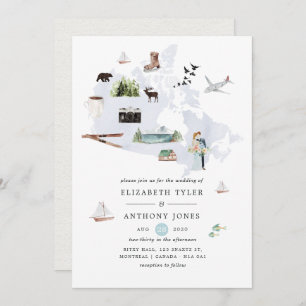 Watercolor Canada Destination Wedding Invitation