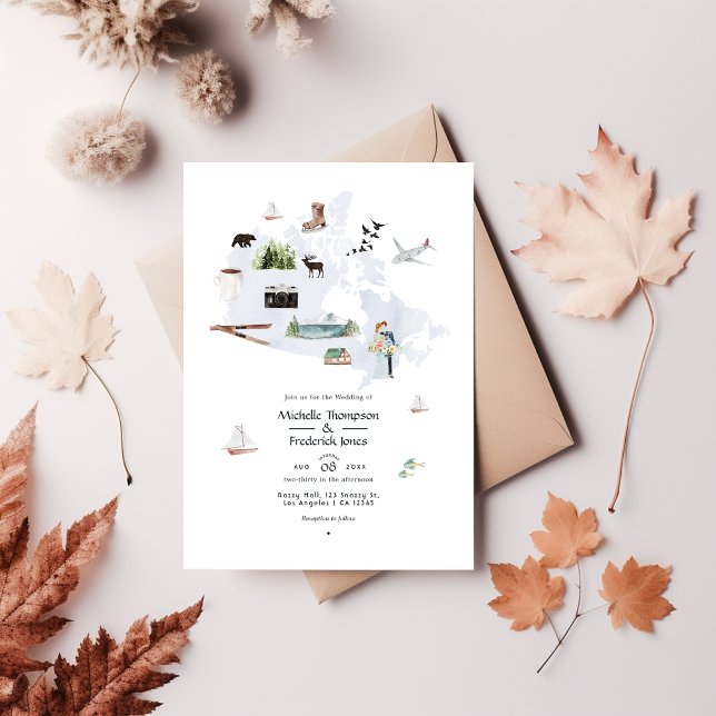 Watercolor Canada Destination Wedding Invitation (Creator Uploaded)
