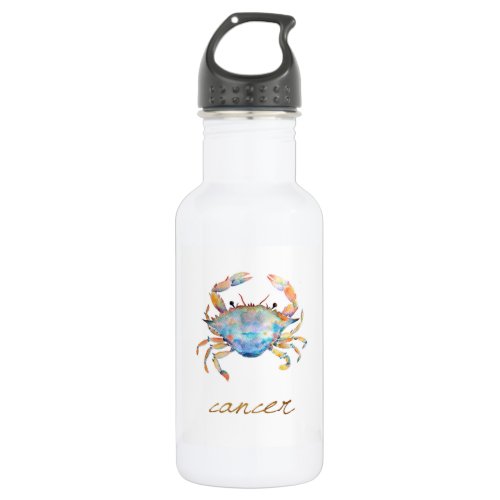 Watercolor Cancer Crab Stainless Steel Water Bottle