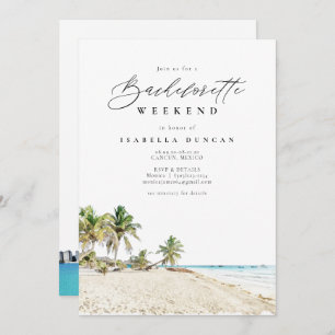 Watercolor Cancun Mexico Bachelorette Itinerary Invitation