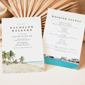 Watercolor Cancun Mexico Beach Tropical Bachelor Invitation