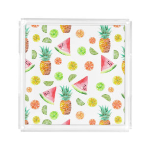 Watercolor Candied Fruit Pattern Acrylic Tray