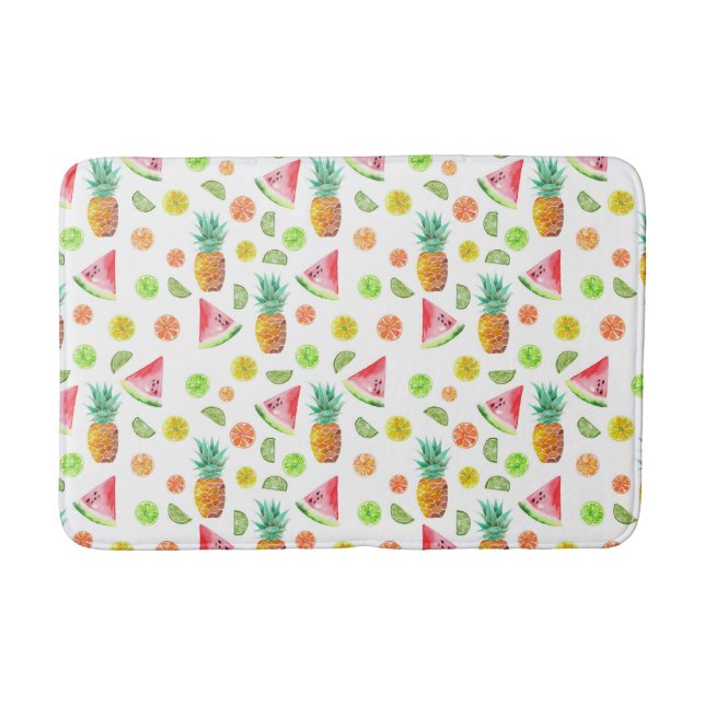 Watercolor Candied Fruit Pattern Bathroom Mat (Front)
