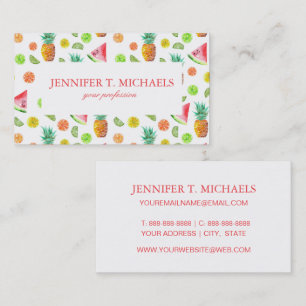 Watercolor Candied Fruit Pattern Business Card