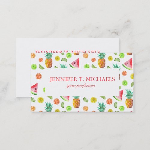 Watercolor Candied Fruit Pattern Business Card