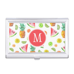 Watercolor Candied Fruit Pattern Business Card Case