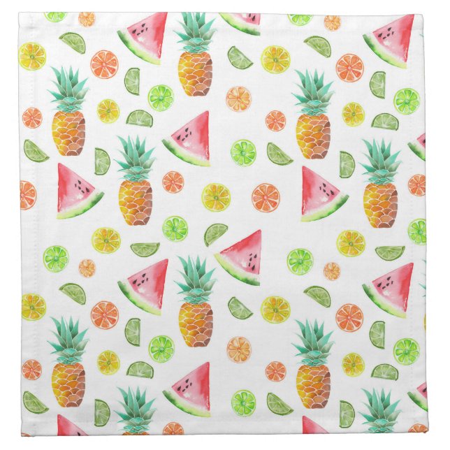 Watercolor Candied Fruit Pattern Cloth Napkin (Front)