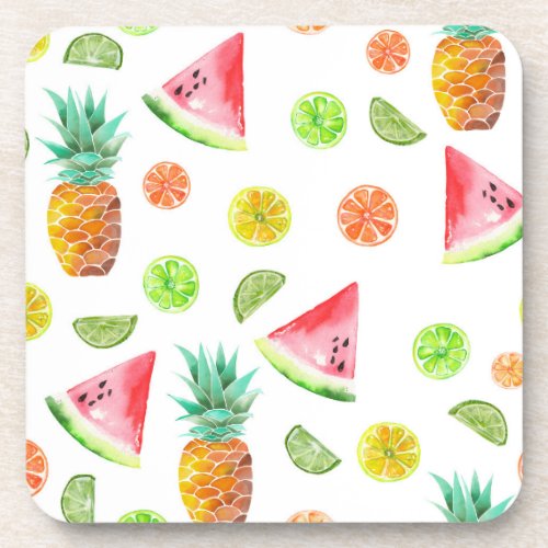 Watercolor Candied Fruit Pattern Coaster