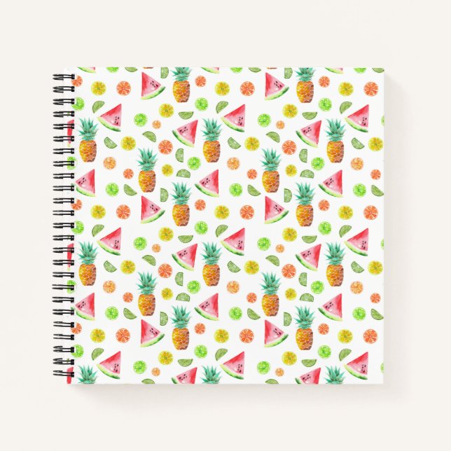 Watercolor Candied Fruit Pattern Notebook (Front)