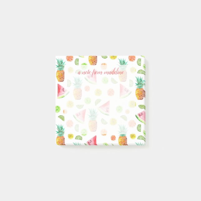 Watercolor Candied Fruit Pattern Post-it Notes (Front)