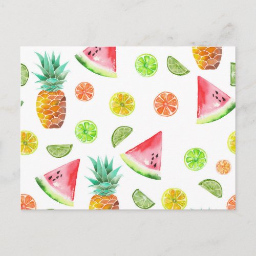 Watercolor Candied Fruit Pattern Postcard