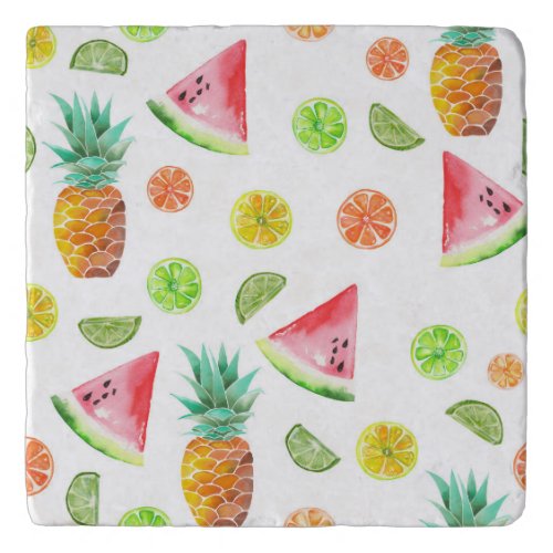 Watercolor Candied Fruit Pattern Trivet