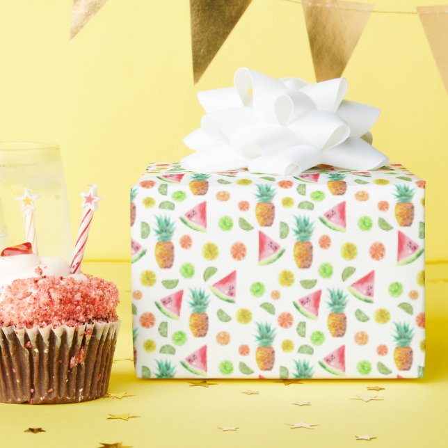 Watercolor Candied Fruit Pattern Wrapping Paper (Birthday Party)