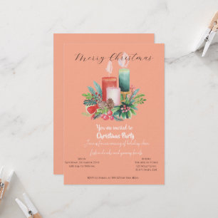 Watercolor Candlelight Christmas invitation Card
