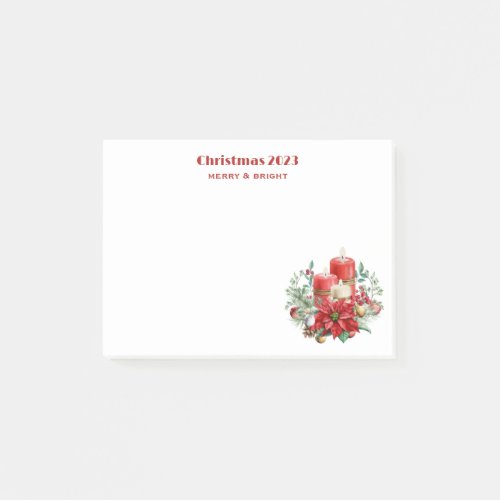 Watercolor Candles and Poinsettia Christmas Post_it Notes